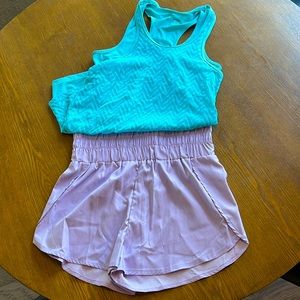 Fila Turquoise Athletic Tank Top & Purple MonoB Athletic Shorts-Set of 2 Sz S-M